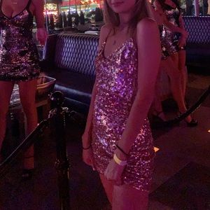 Revolve sparkly pink dress